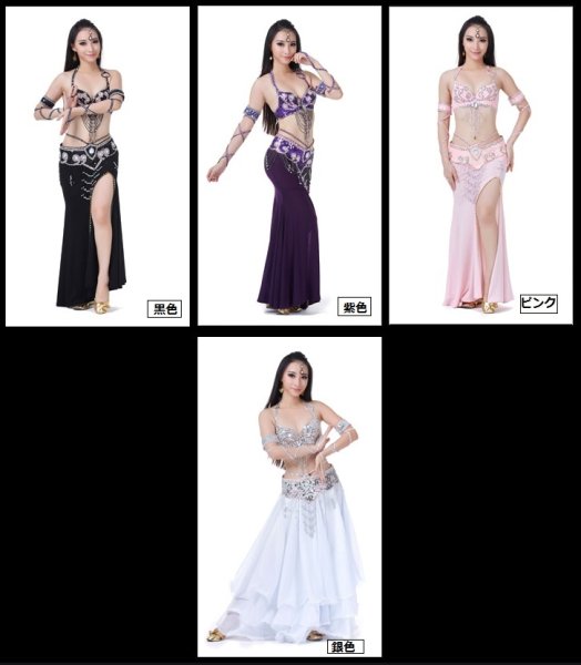 画像3: ベリーダンス衣装コスチュームS24--ブラ＋ベルト　２点セット802  (3)