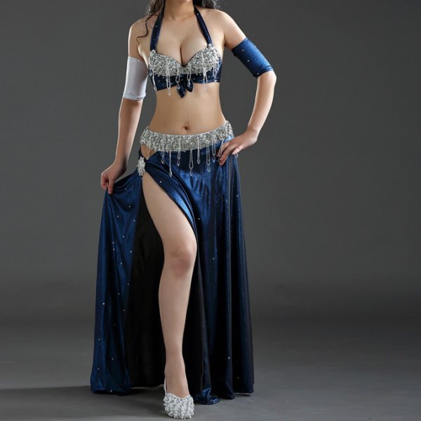 画像1: ベリーダンス衣装コスチューム --ブラ＋スカート+アーム　4点セット720 (1)