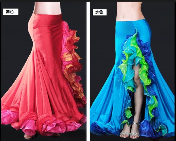 画像4: ベリーダンススカート--スリットスカートH6045 (4)