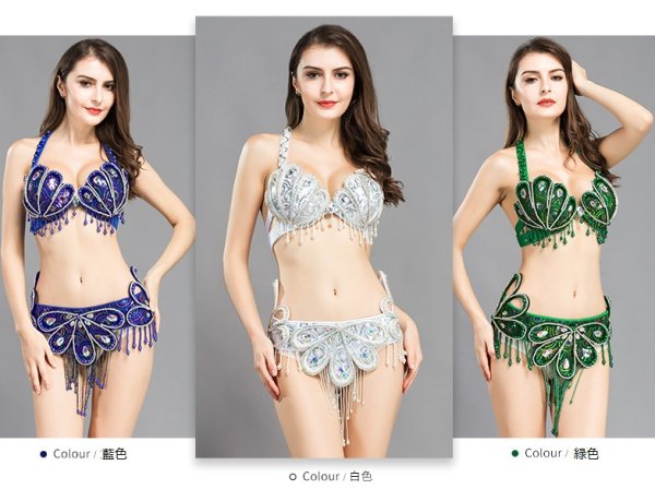 画像2: ベリーダンス衣装コスチューム--ブラ+ベルト 2点セットNoreen-WY8807 (2)