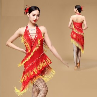 新作ラテンドレス ラテンワンピース ダンス衣装 ブラック/ピンク M