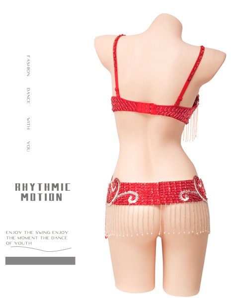 画像3: ベリーダンス衣装コスチューム--ブラ＋ベルト２点セット122495 (3)