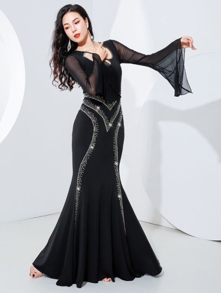 画像4: ベリーダンス衣装コスチューム--発表会用★ワンピースZM445 再制作中止 (4)