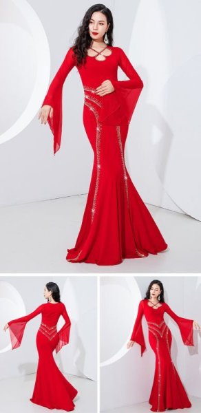 画像3: ベリーダンス衣装コスチューム--発表会用★ワンピースZM445 再制作中止 (3)