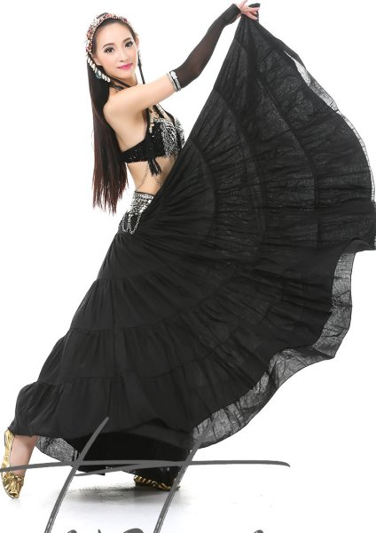 画像2: ベリーダンススカート013--[多色可」18ヤード　ロングスカート (2)