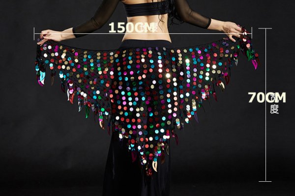 画像3: ベリーダンススカーフ--11色三角スカーフ5016 (3)