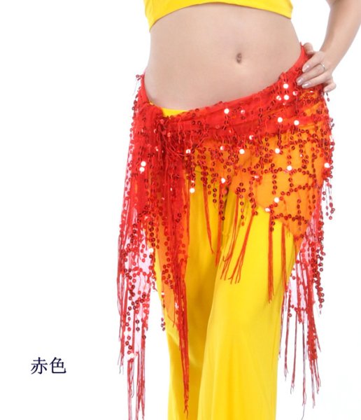 画像8: ベリーダンススカーフ--多色ピース付き三角スカーフT5596S (8)