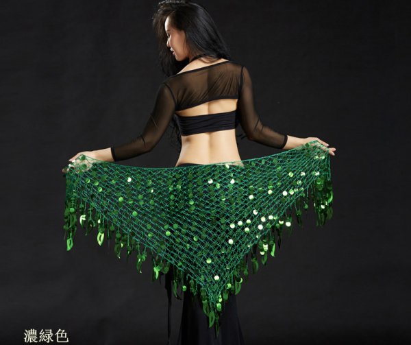 画像9: ベリーダンススカーフ--11色三角スカーフ5016 (9)