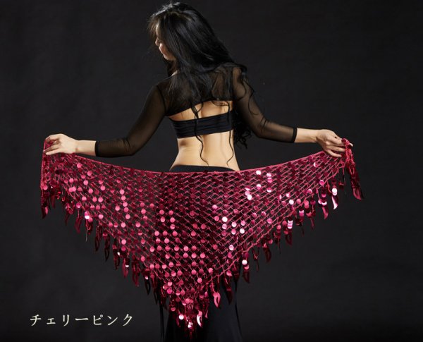 画像6: ベリーダンススカーフ--11色三角スカーフ5016 (6)