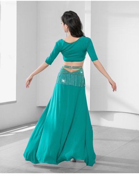 画像6: ベリーダンス練習セット-おへそ隠れる2点セットZM523 (6)