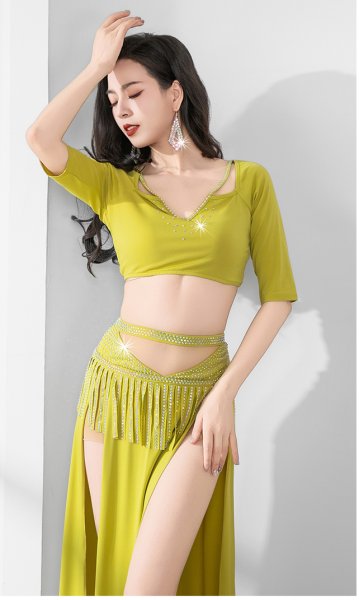 画像4: ベリーダンス練習セット-おへそ隠れる2点セットZM523 (4)