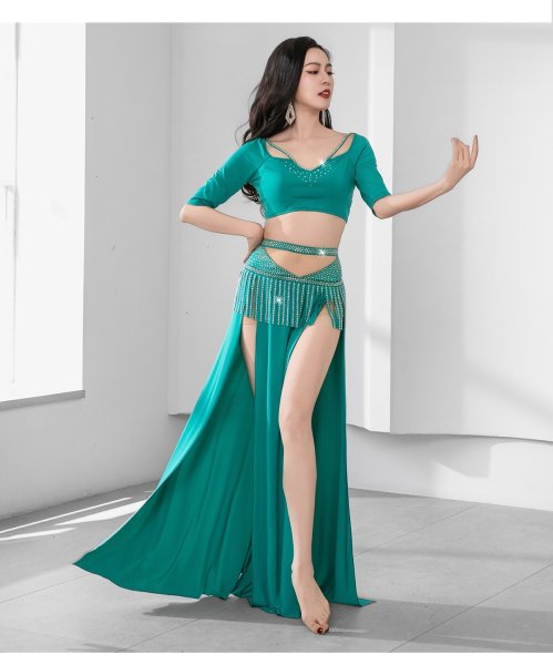 画像5: ベリーダンス練習セット-おへそ隠れる2点セットZM523 (5)