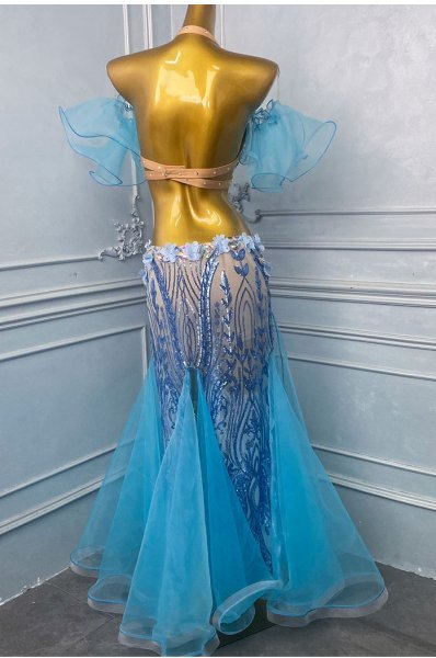 画像3: ベリーダンス衣装コスチュームWZY190-Blue (3)