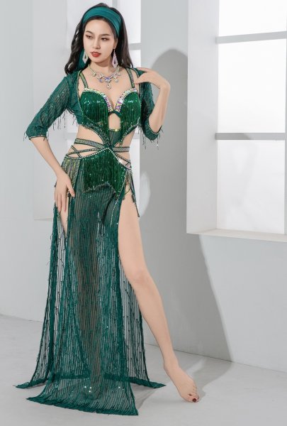 画像2: ベリーダンス衣装コスチューム--発表会用★shaabi baladiワンピースYC118 (2)