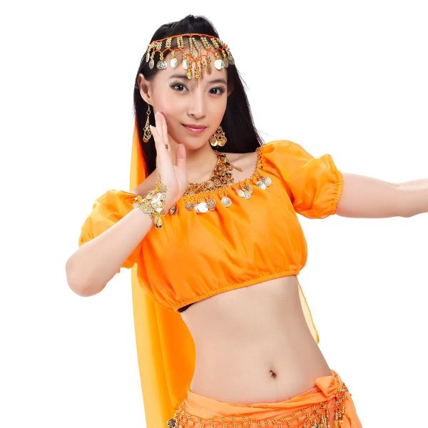 画像3: ベリーダンストップス019--「全12色」半袖　ハーレムシフォンチョリ(S19) (3)