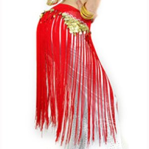 ベリーダンススカーフ003--「多色可」 コイン付きフリンジヒップ